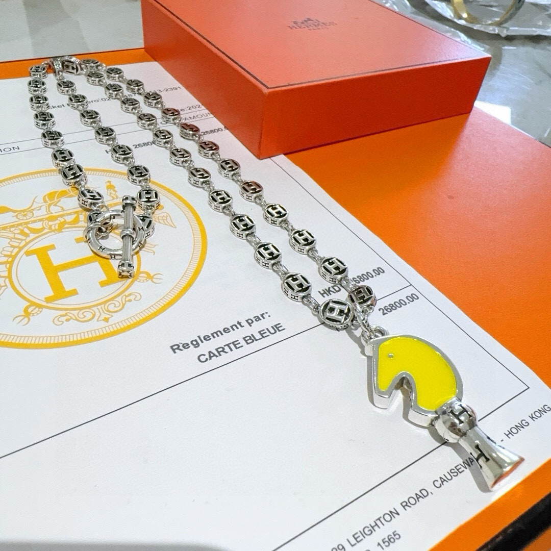 Hermes horse necklace pig nose H necklace series jewelry imported materials customized must-have for men and women!