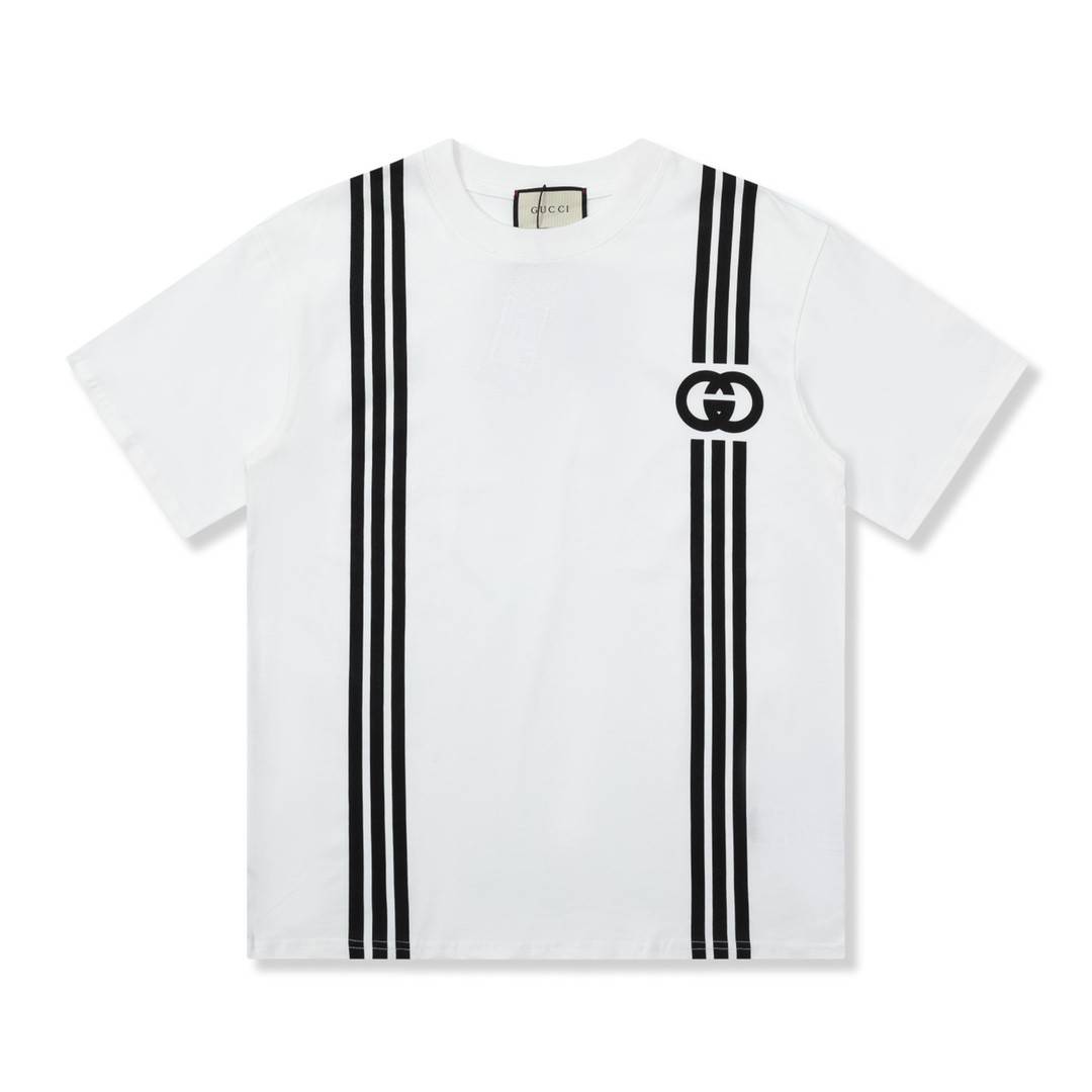 G*u*i 23ss double g vertical stripe foam printed t-shirt