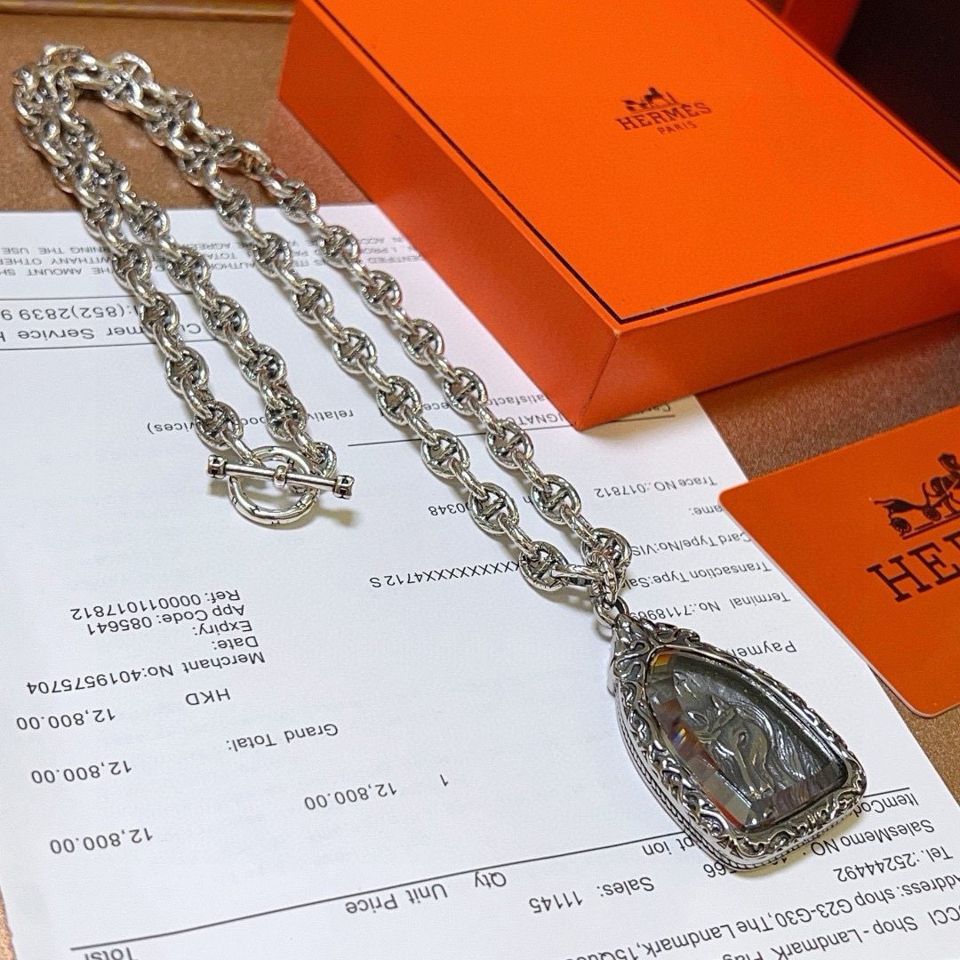 Hermès necklace, Hermès necklace series jewelry, imported and customized. High-end chain, classic match, a must-have for men and women!