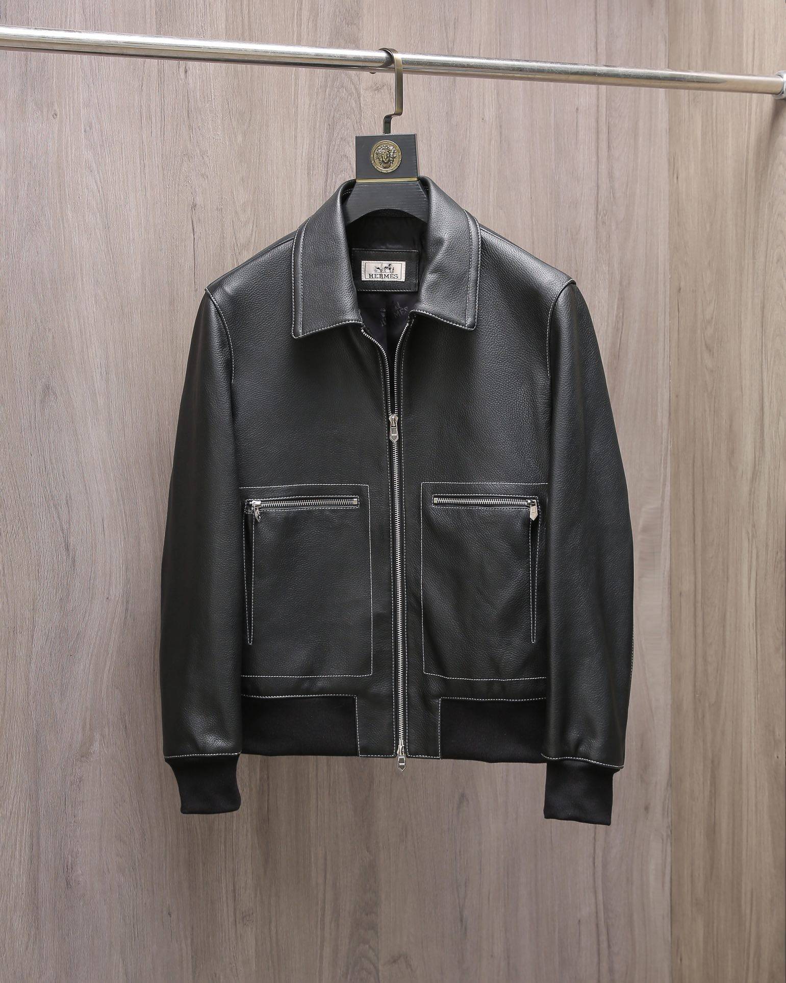 Hermès Collector''s style jacket in pebbled lambskin