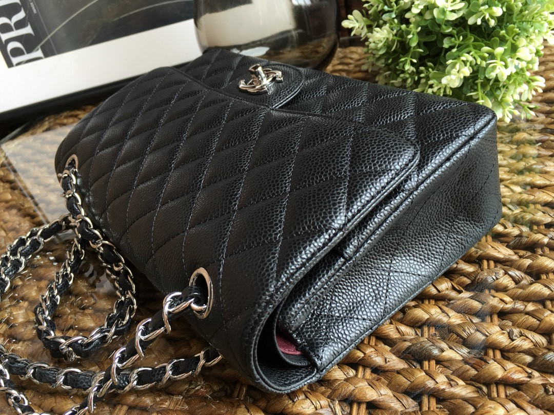 Chanle Classic Double Flap Caviar Silver Hardware