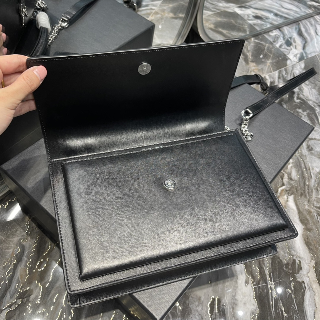 Ysl Sunset Medium Top Handle In Smooth Leather