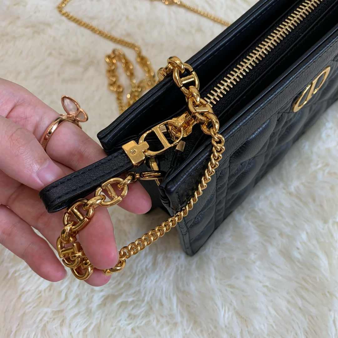 Dior Caro Zipped Pouch With Chain