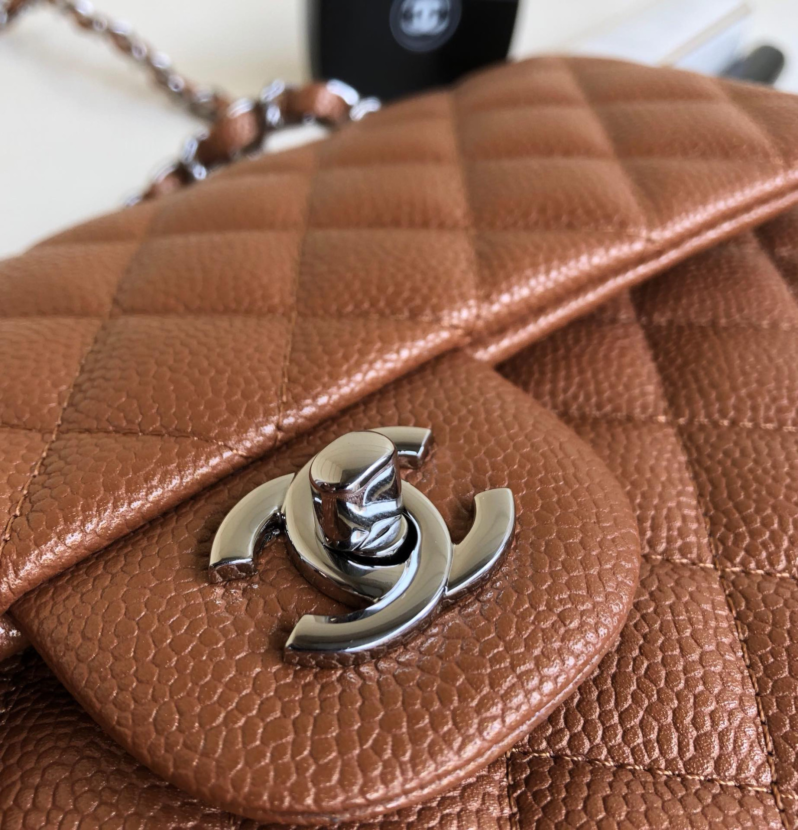 Chanle Classic Double Flap Caviar Silver Hardware