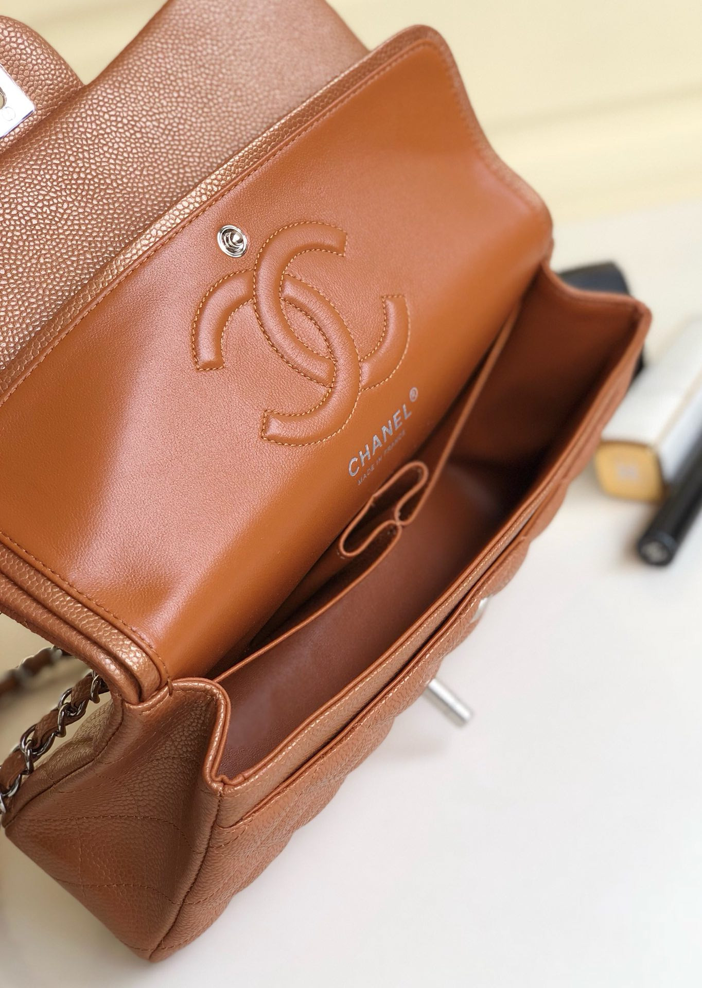 Chanle Classic Double Flap Caviar Silver Hardware