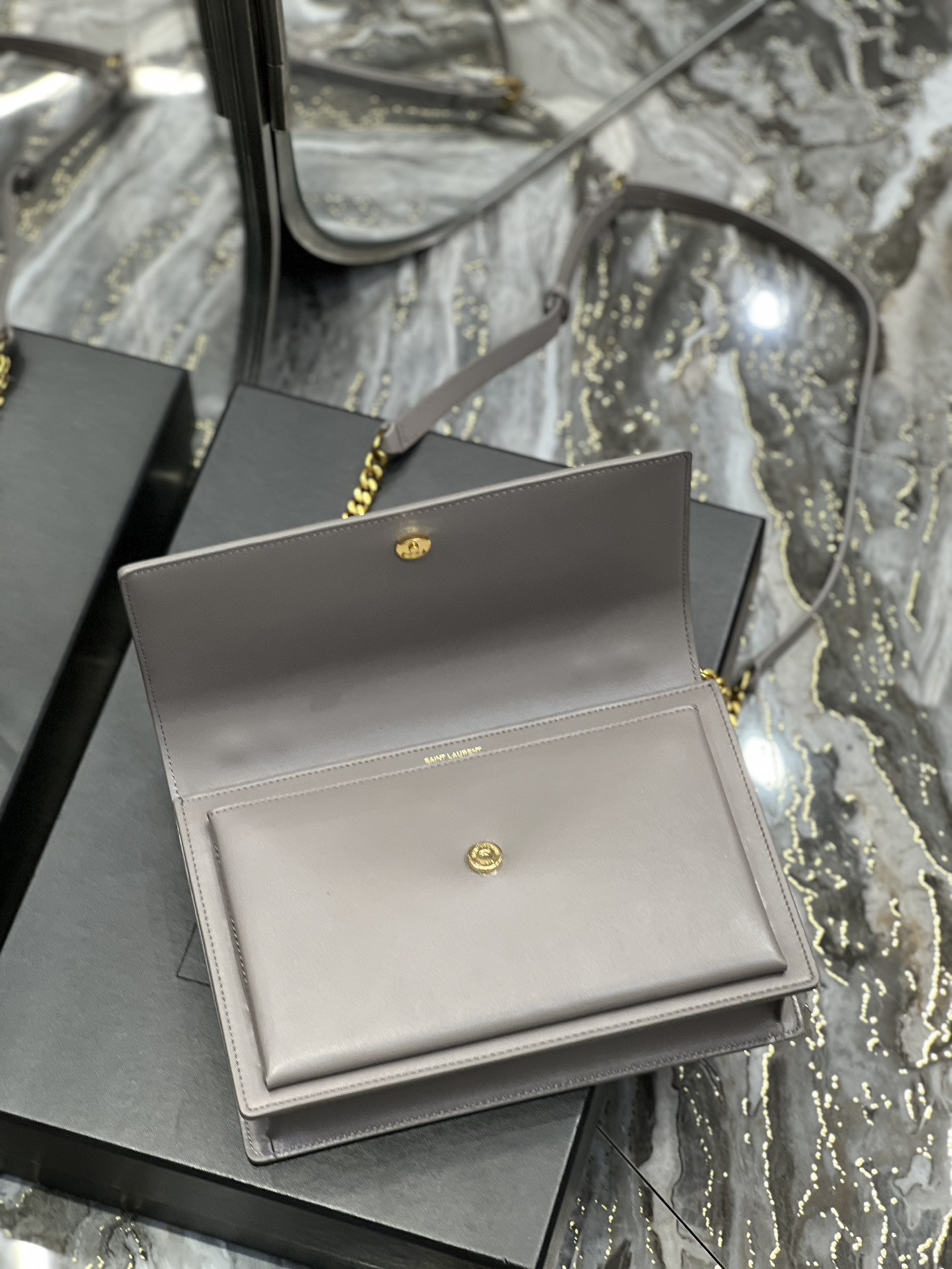 Ysl Sunset Medium Top Handle In Smooth Leather
