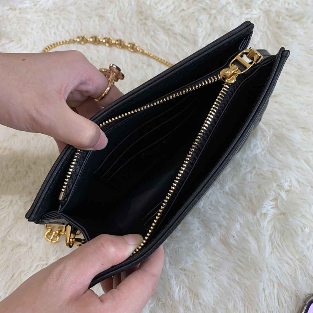 Dior Caro Zipped Pouch With Chain